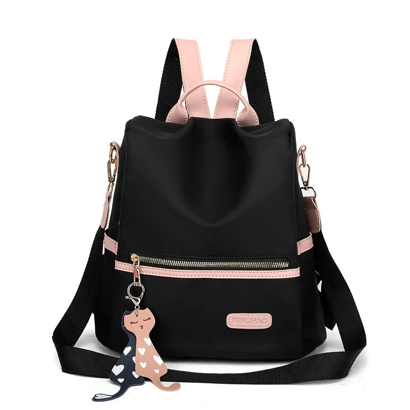 Female Backpack Classic Style Contrast Large Capacity Casual Shoulder Bag