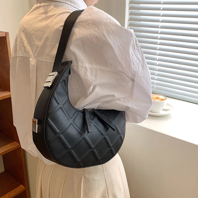Female PU Leather Texture Underarm Bag