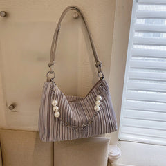 Soft Cloth Beaded Shoulder Bag for Women