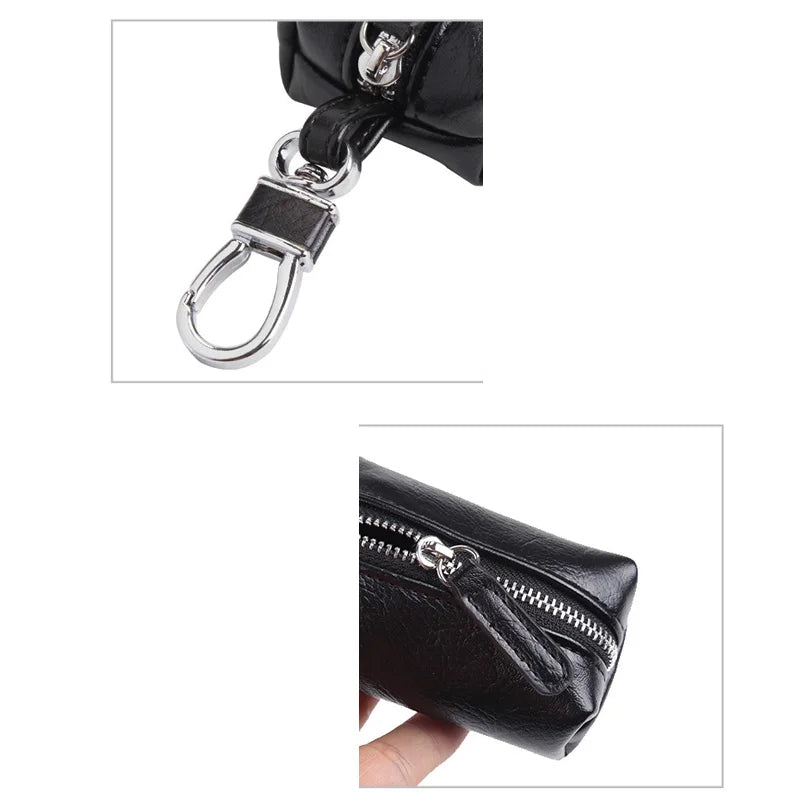 Leather Keychain Men Women Key Holder Organizer Pouch Car Long Key Bag