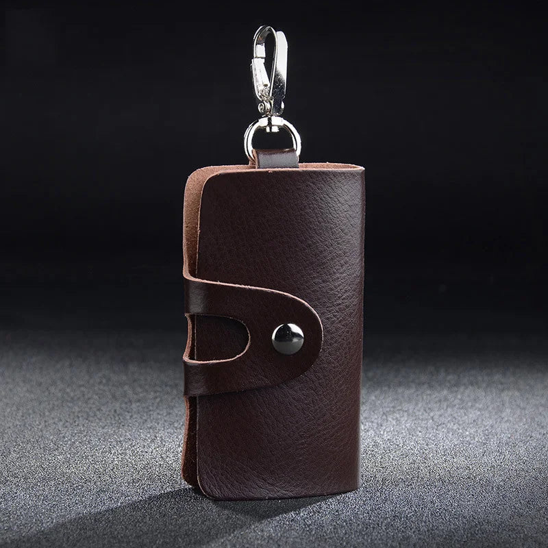 Leather Keychain Men Women Key Holder Organizer Pouch Cow Split Car Long Key Bag
