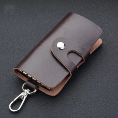 Leather Keychain Men Women Key Holder Organizer Pouch Cow Split Car Long Key Bag