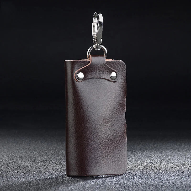 Leather Keychain Men Women Key Holder Organizer Pouch Cow Split Car Long Key Bag