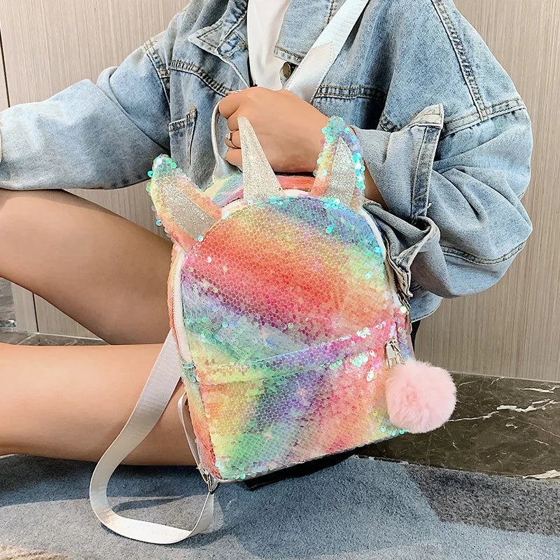 Colorful Sequin Unicorn Backpack Mini Bag