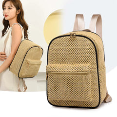 Women's Summer Straw Backpack Boho Beach School Bag
