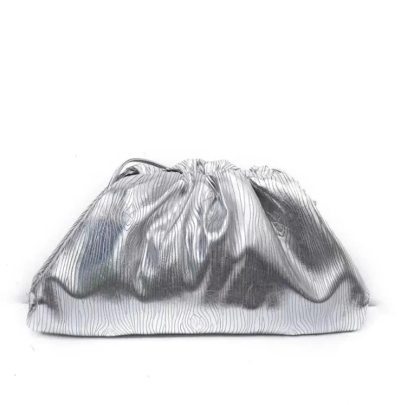 Golden Cloud Braided Dumpling Bag Clutch One Shoulder Diagonal Purse