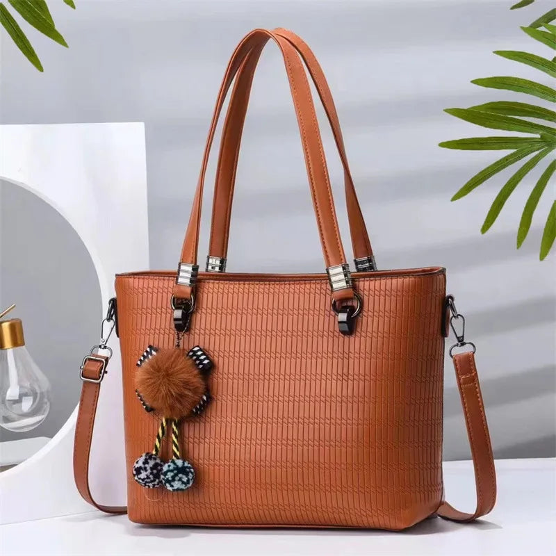 Hair Ball Ornaments Handbag Pleated One-shoulder Diagonal Bag Large-capacity
