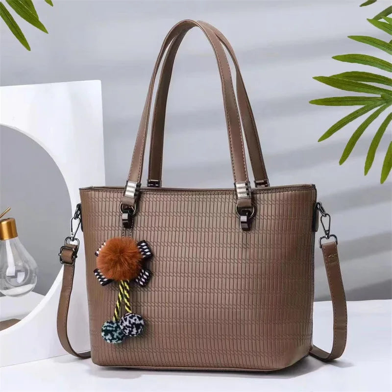 Hair Ball Ornaments Handbag Pleated One-shoulder Diagonal Bag Large-capacity