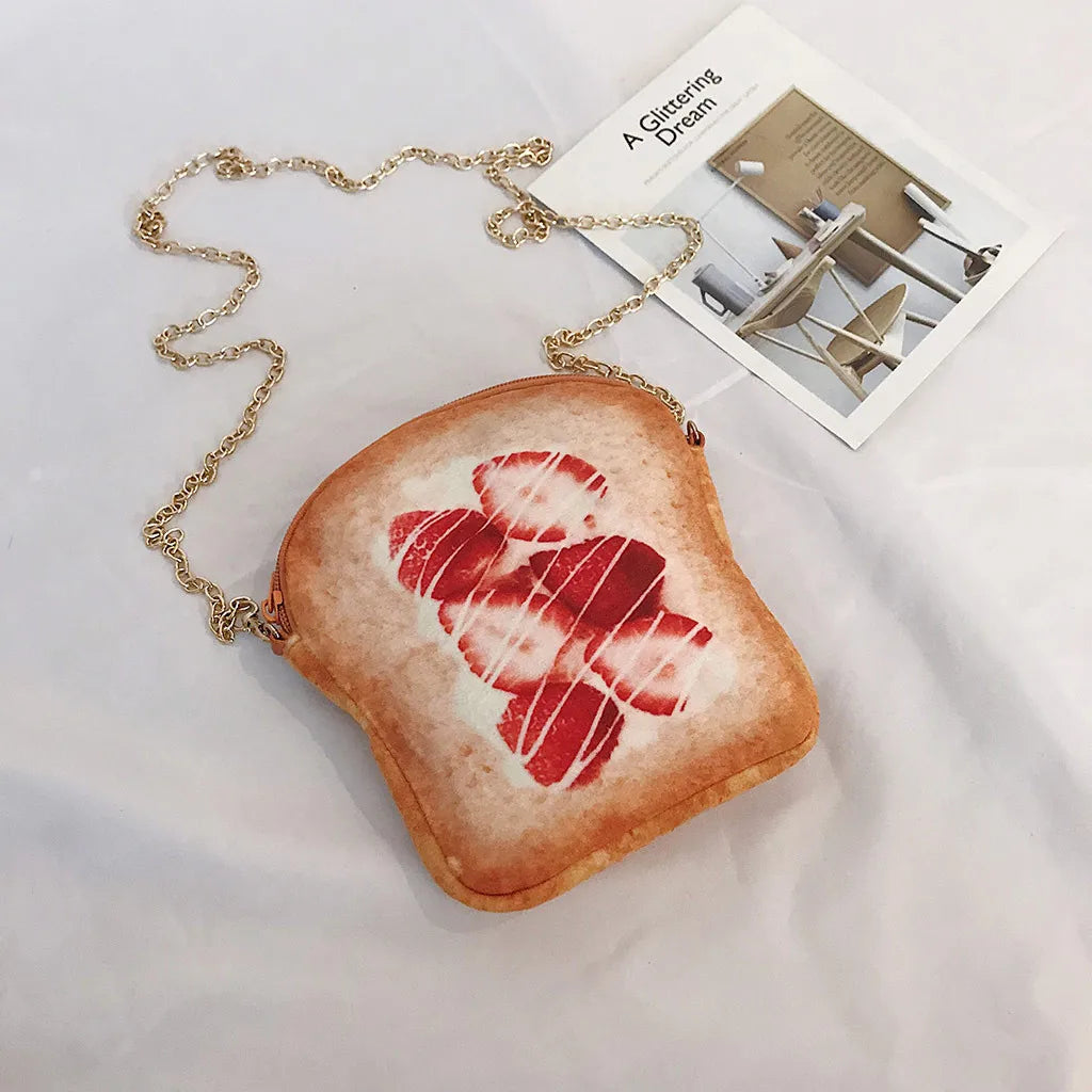 Funny Small Bread Pattern Shoulder Bag Crossbody Chain Messenger Bag