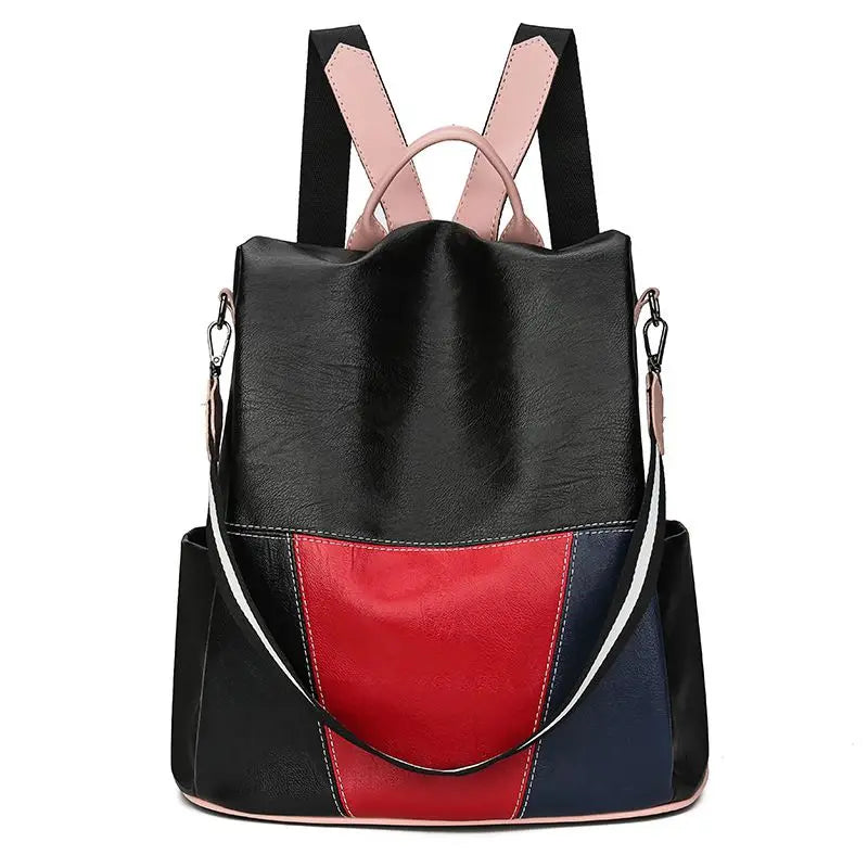 Leather Anti-Theft Women Backpack Large Capacity School Bag