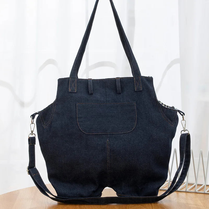 Retro Denim Messenger Bag for Women