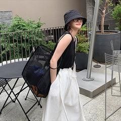Wind Transparent Mesh Shopping Bag Large-capacity Portable Beach Bag