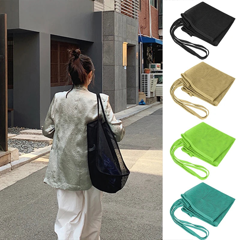 Wind Transparent Mesh Shopping Bag Large-capacity Portable Beach Bag