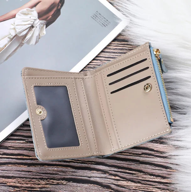 Cat Embroidered Canvas Zipper Wallets Women Purse