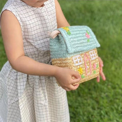 Kids Straw Handbag Small Woven Rattan Shoulder Bag Bamboo
