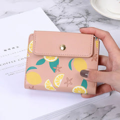 Ladies' Print Short Three-fold Purse Zipper Change Clip Women