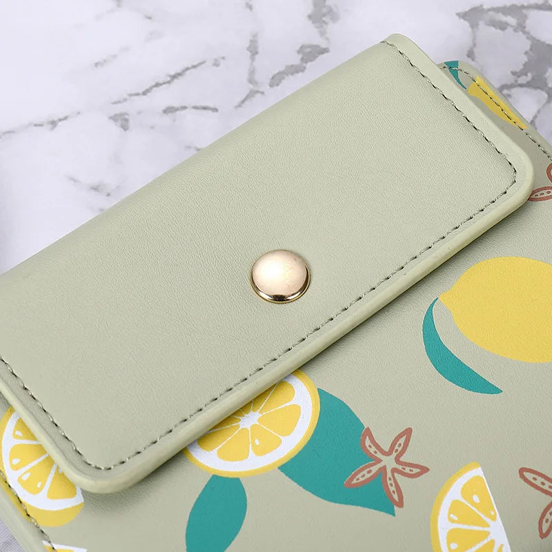Ladies' Print Short Three-fold Purse Zipper Change Clip Women