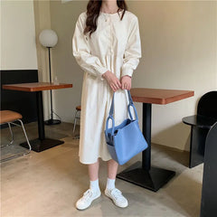 Women's Bucket Shoulder Bag Large Capacity PU Leather Handbag