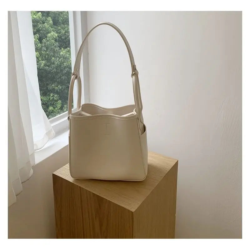 Women's Bucket Shoulder Bag Large Capacity PU Leather Handbag