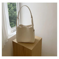 Women's Bucket Shoulder Bag Large Capacity PU Leather Handbag
