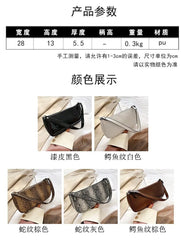 Crocodile Pattern Shoulder Bag Clutch Bag Patent Leather Underarm Shoulder Bag