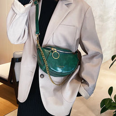 Ladies Chain Shoulder Bag Solid PU Women Handbag
