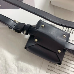 Retro Mini Leather Waist Bag for Women, Detachable Stylish Belt Pouch