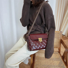 Women's PU Leather Rhombus Chain Shoulder Bag