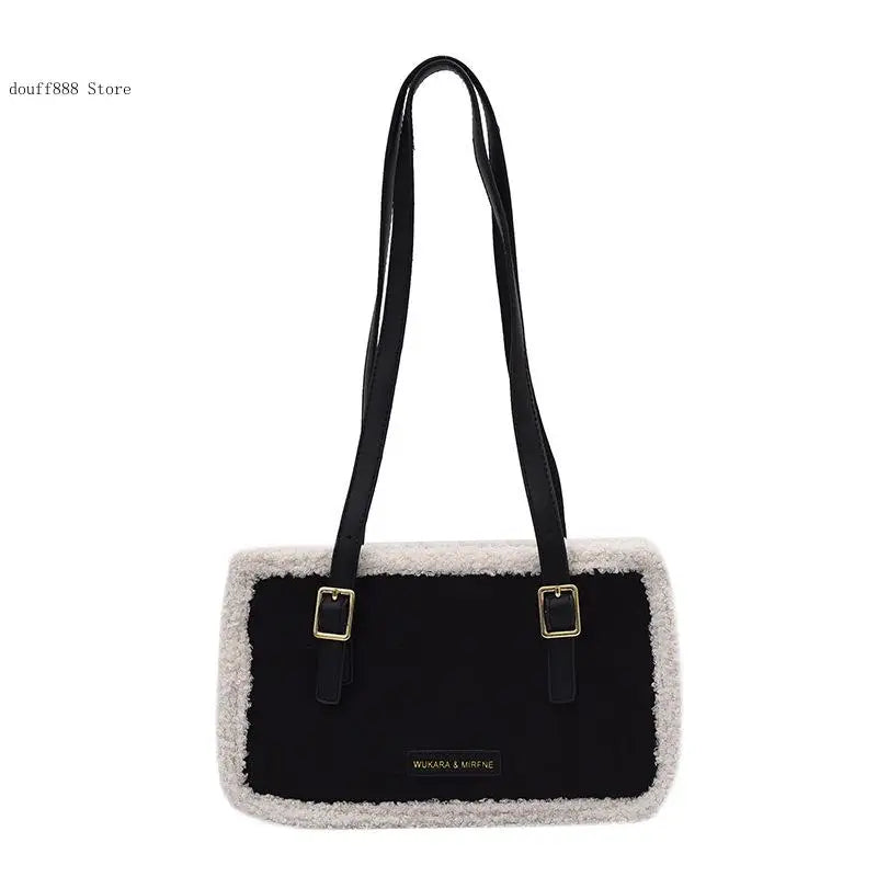 Lamb Wool Women Tote Bag Square Bags Female Causal Shoulder Messenger Bag