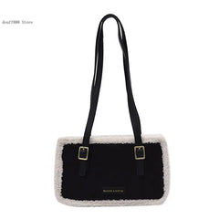 Lamb Wool Women Tote Bag Square Bags Female Causal Shoulder Messenger Bag