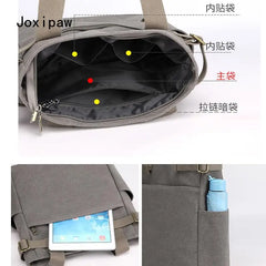 Canvas Handbag Vintage Square Shoulder Bag Tote Bag Large Capacity for Women