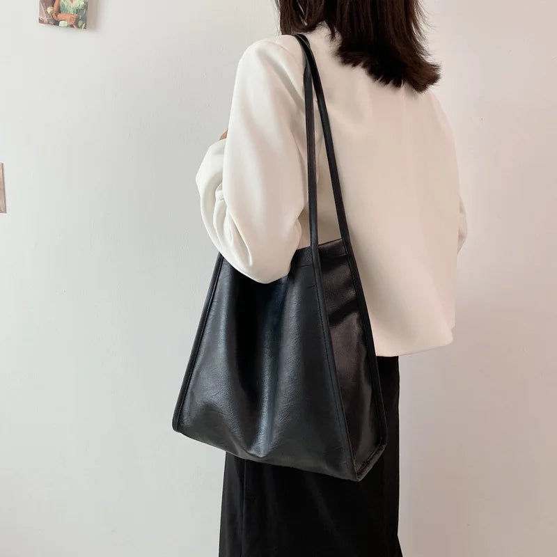 Large Capacity Soft Tote Bag Women's Leather Handbag