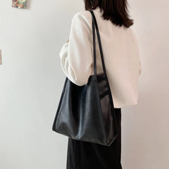 Large Capacity Soft Tote Bag Women's Leather Handbag