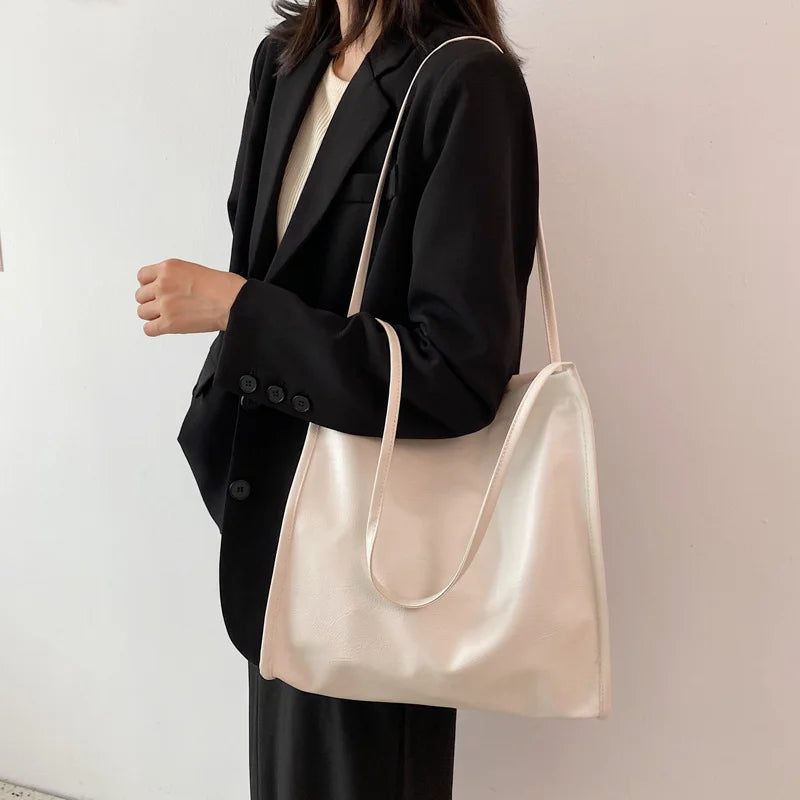 Large Capacity Soft Tote Bag Women's Leather Handbag