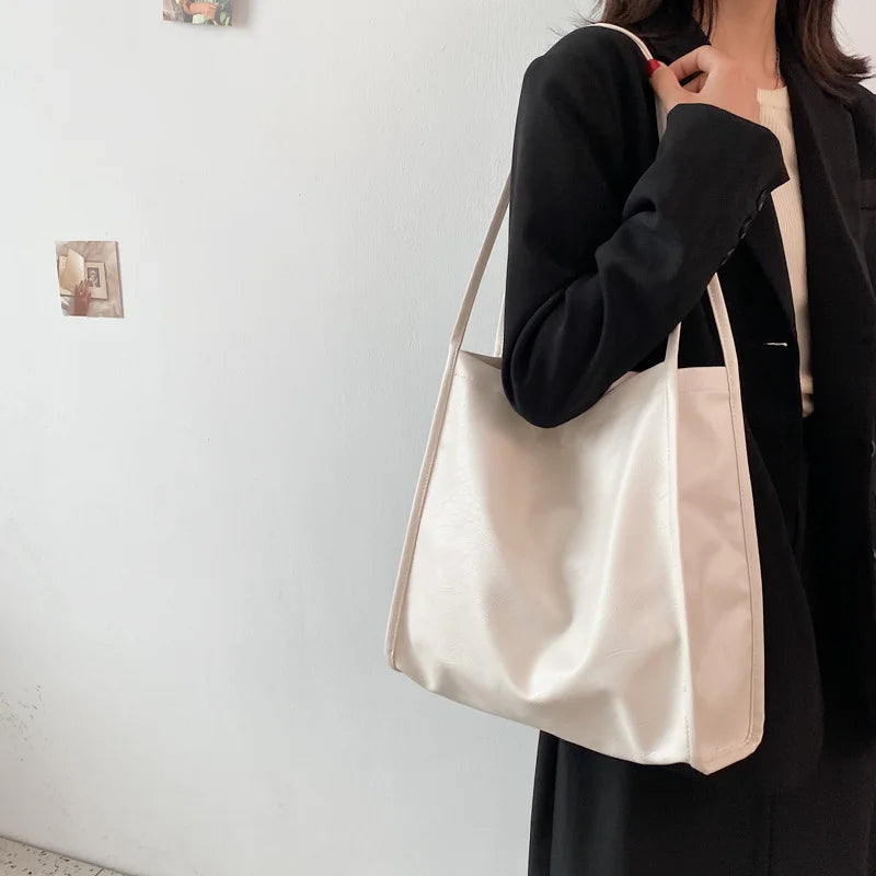 Large Capacity Soft Tote Bag Women's Leather Handbag