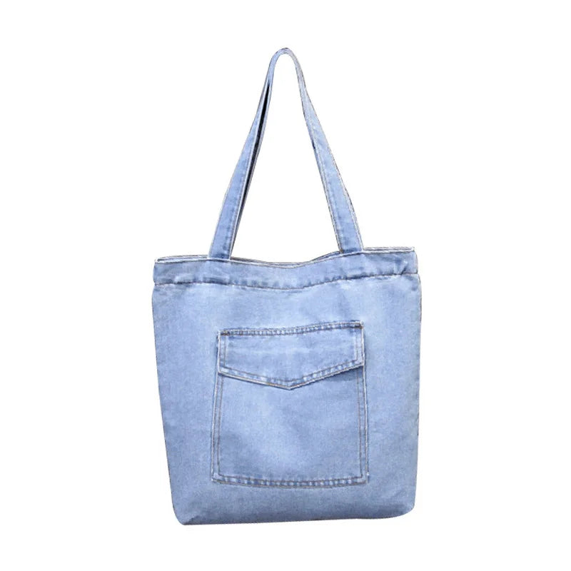 Large Capacity Women Shoulder Bags Casual Canvas Denim Handbag