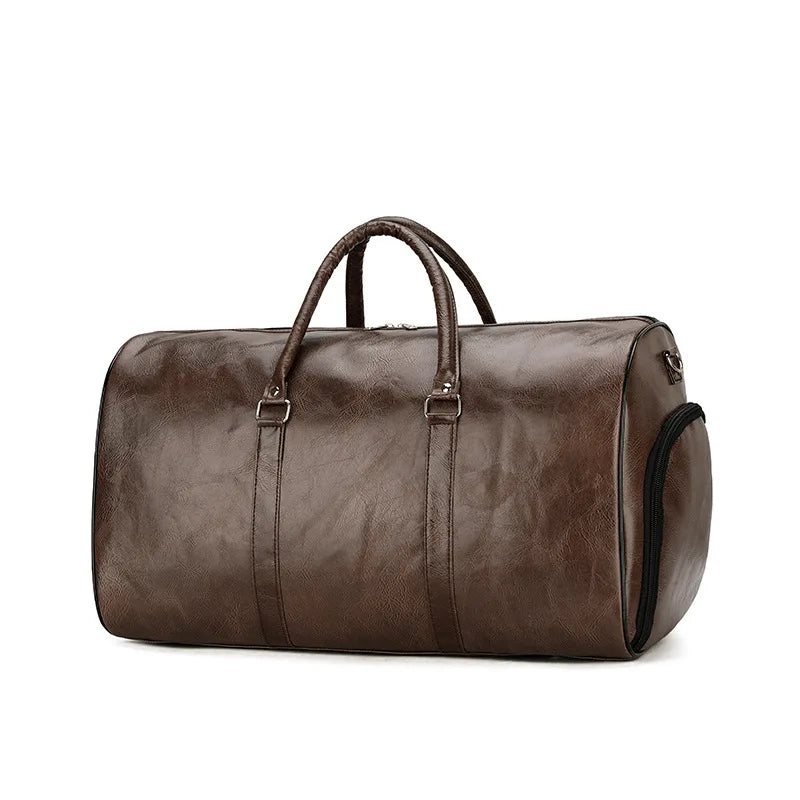 Men's Large Capacity Leather Travel Duffle Bag