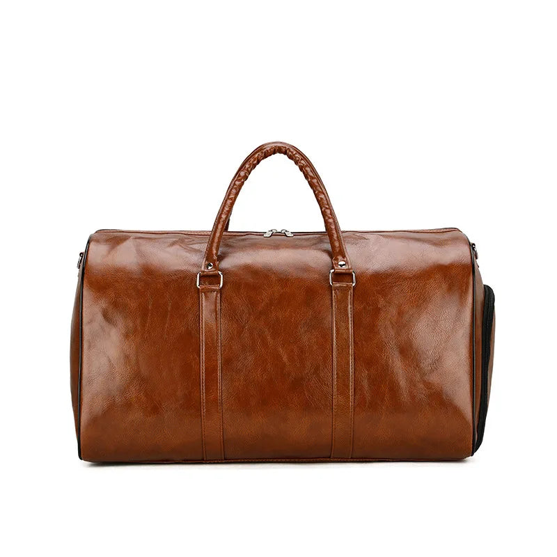 Men's Large Capacity Leather Travel Duffle Bag