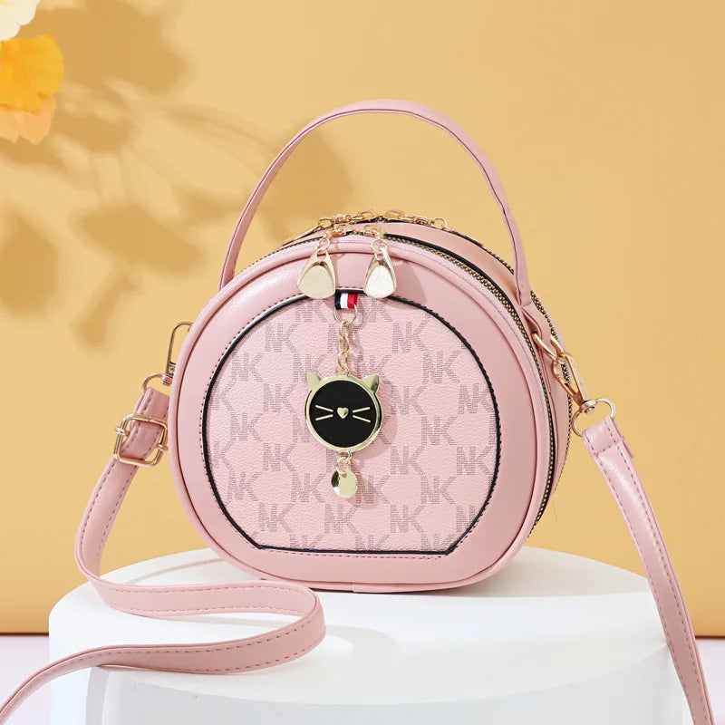 Women's Round Handbag Crossbody Small Bag Circle Shoulder Bag
