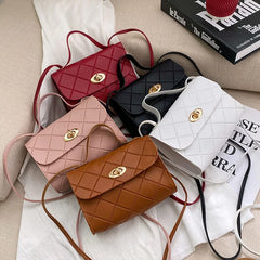 Line Embossed Messenger Bag Small Square Handbag