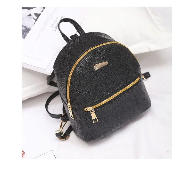 Mini Artificial Leather Women's Backpack Multi-function Shoulder Bag