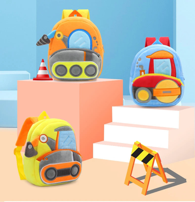 Plush Bulldozer Excavator Backpack for Kids 2-4 Years Old