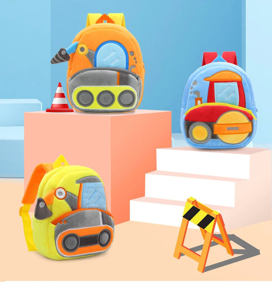 Plush Bulldozer Excavator Backpack for Kids 2-4 Years Old