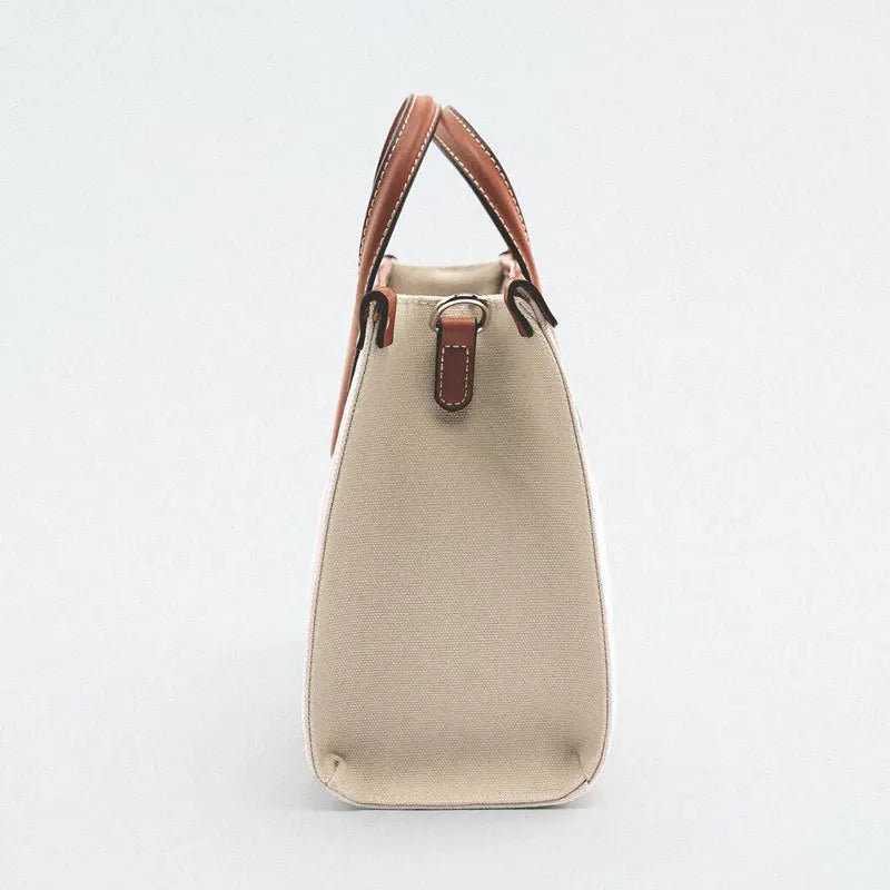 Canvas Leather Handbag Classic Woody Tote Bag
