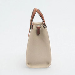 Canvas Leather Handbag Classic Woody Tote Bag