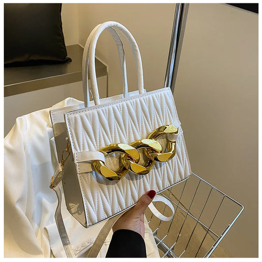Leather Shoulder Bag for Women Chain Flap Quilted Small Square Bags