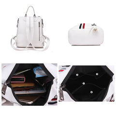 Women's Leather tassel Backpack Ribbon School Bags