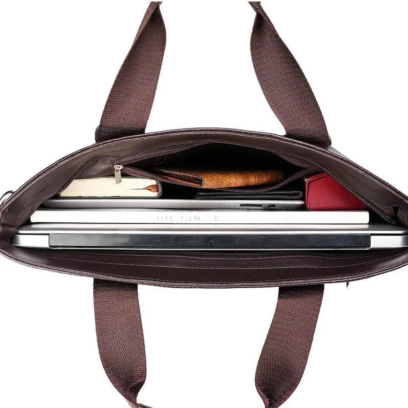 Men's Leather Briefcase Shoulder Bag Messenger Tote