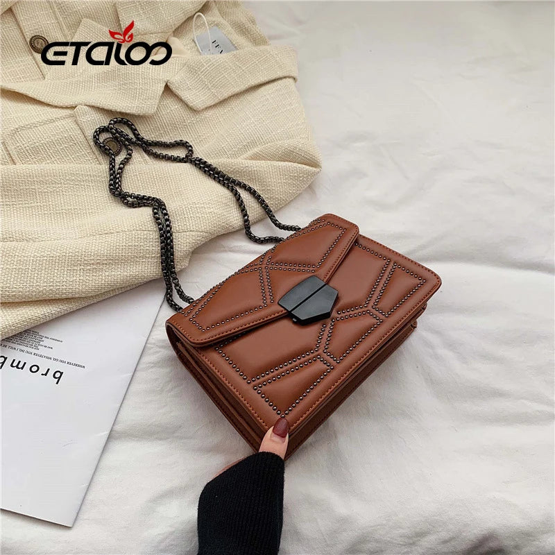 Women's PU Leather Shoulder Bag Chain Small Square Bag