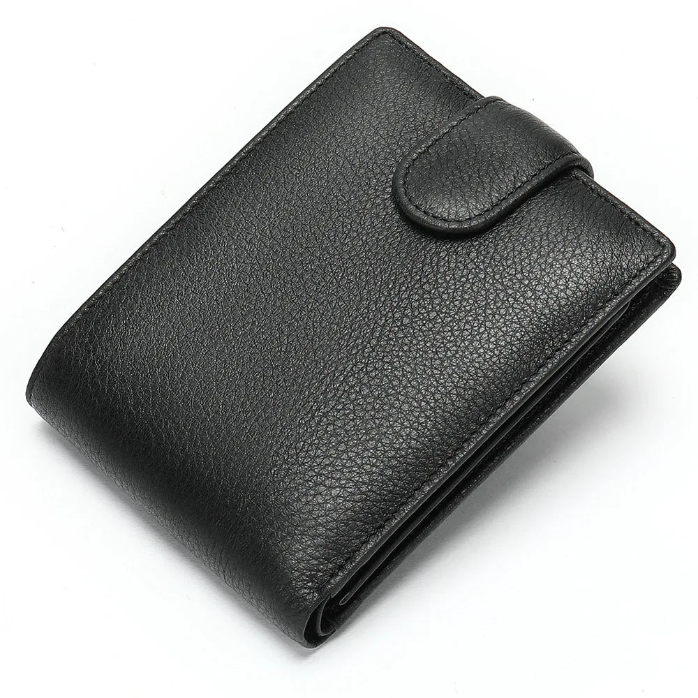 Leather Men Wallet Engraved Name Hasp Male Purses Long Vintage High Quality